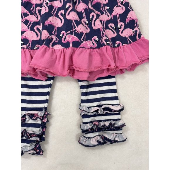 Simply Southern Flamingo Ruffle Outfit 2 Piece 2t - Picture 7 of 11
